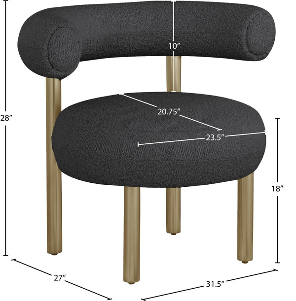 Bordeaux Boucle Fabric / Iron / Wood / Foam Contemporary Black Boucle Fabric Accent Chair - 31.5" W x 27" D x 28" H