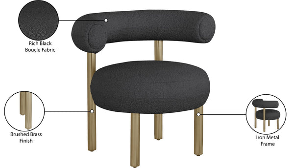 Bordeaux Boucle Fabric / Iron / Wood / Foam Contemporary Black Boucle Fabric Accent Chair - 31.5" W x 27" D x 28" H