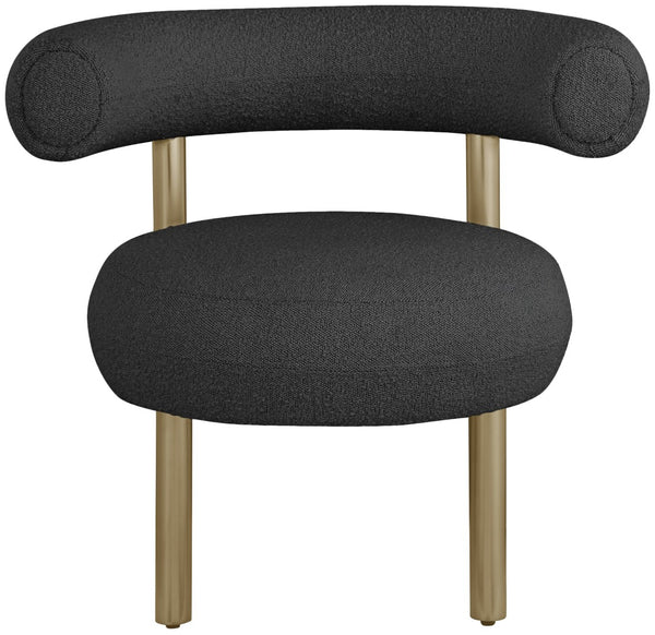 Bordeaux Boucle Fabric / Iron / Wood / Foam Contemporary Black Boucle Fabric Accent Chair - 31.5" W x 27" D x 28" H
