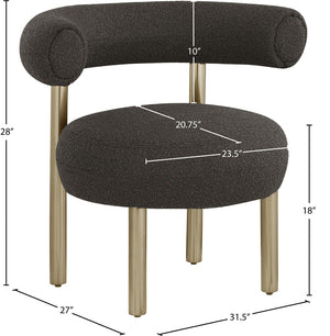 Bordeaux Boucle Fabric / Iron / Wood / Foam Contemporary Brown Boucle Fabric Accent Chair - 31.5" W x 27" D x 28" H