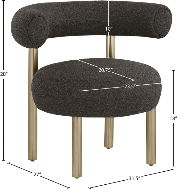 Bordeaux Boucle Fabric / Iron / Wood / Foam Contemporary Brown Boucle Fabric Accent Chair - 31.5" W x 27" D x 28" H