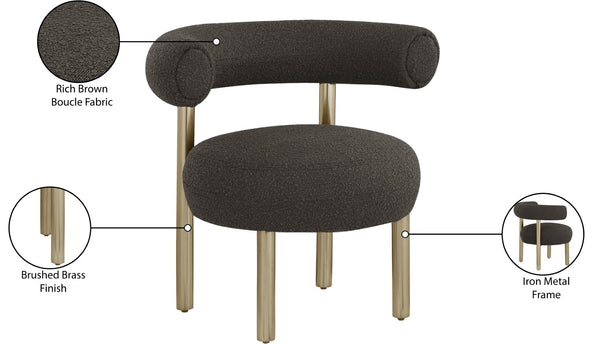 Bordeaux Boucle Fabric / Iron / Wood / Foam Contemporary Brown Boucle Fabric Accent Chair - 31.5" W x 27" D x 28" H