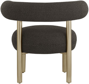 Bordeaux Boucle Fabric / Iron / Wood / Foam Contemporary Brown Boucle Fabric Accent Chair - 31.5" W x 27" D x 28" H