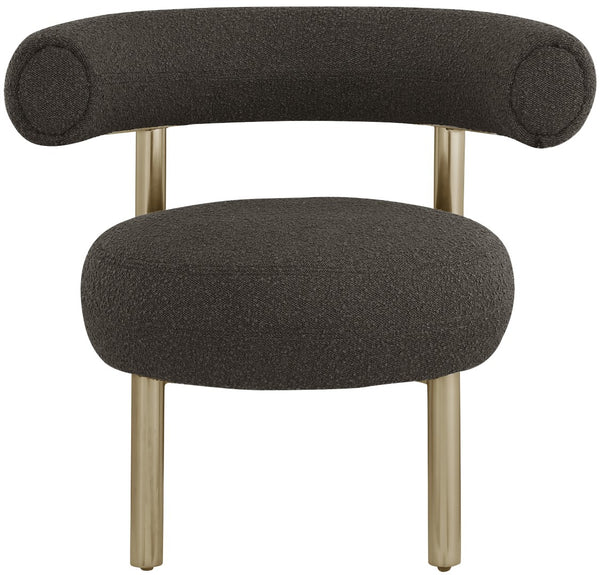 Bordeaux Boucle Fabric / Iron / Wood / Foam Contemporary Brown Boucle Fabric Accent Chair - 31.5" W x 27" D x 28" H