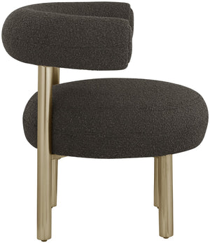Bordeaux Boucle Fabric / Iron / Wood / Foam Contemporary Brown Boucle Fabric Accent Chair - 31.5" W x 27" D x 28" H