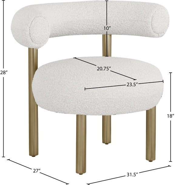 Bordeaux Boucle Fabric / Iron / Wood / Foam Contemporary Cream Boucle Fabric Accent Chair - 31.5" W x 27" D x 28" H