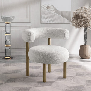 Bordeaux Boucle Fabric / Iron / Wood / Foam Contemporary Cream Boucle Fabric Accent Chair - 31.5" W x 27" D x 28" H