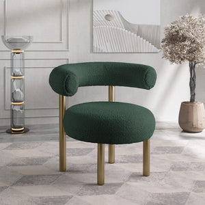 Bordeaux Boucle Fabric / Iron / Wood / Foam Contemporary Green Boucle Fabric Accent Chair - 31.5" W x 27" D x 28" H