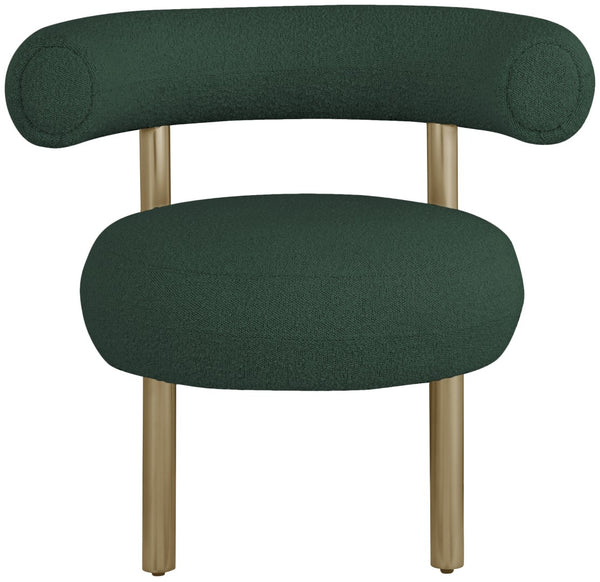 Bordeaux Boucle Fabric / Iron / Wood / Foam Contemporary Green Boucle Fabric Accent Chair - 31.5" W x 27" D x 28" H