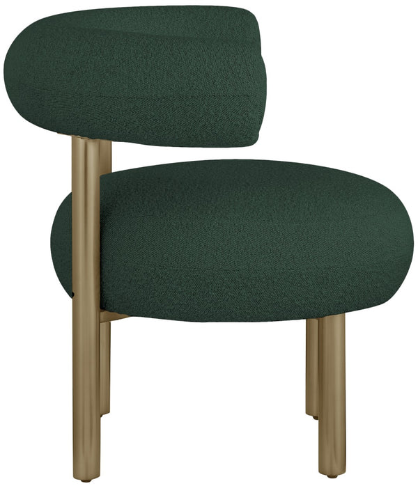 Bordeaux Boucle Fabric / Iron / Wood / Foam Contemporary Green Boucle Fabric Accent Chair - 31.5" W x 27" D x 28" H