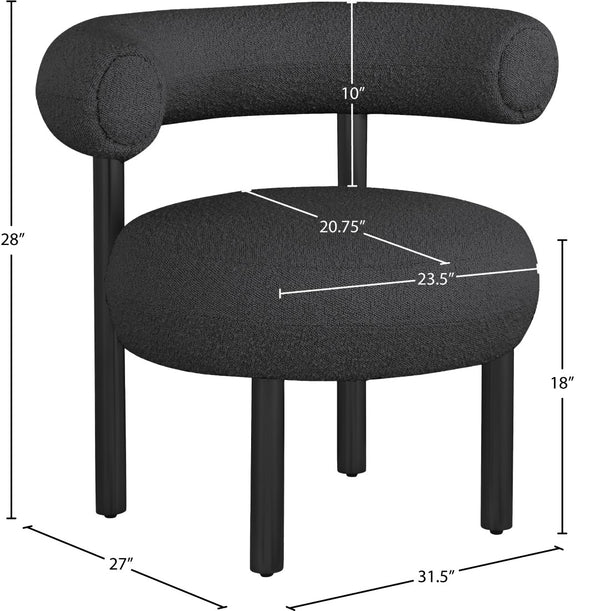 Bordeaux Boucle Fabric / Iron / Wood / Foam Contemporary Black Boucle Fabric Accent Chair - 31.5" W x 27" D x 28" H