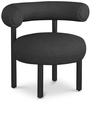 Bordeaux Boucle Fabric / Iron / Wood / Foam Contemporary Black Boucle Fabric Accent Chair - 31.5" W x 27" D x 28" H