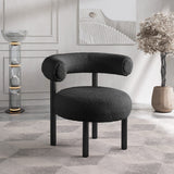 Bordeaux Boucle Fabric / Iron / Wood / Foam Contemporary Black Boucle Fabric Accent Chair - 31.5" W x 27" D x 28" H