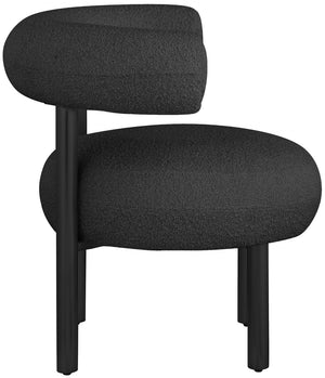 Bordeaux Boucle Fabric / Iron / Wood / Foam Contemporary Black Boucle Fabric Accent Chair - 31.5" W x 27" D x 28" H