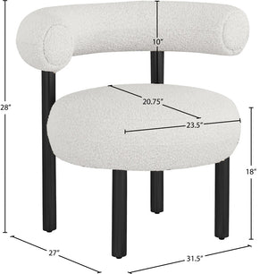 Bordeaux Boucle Fabric / Iron / Wood / Foam Contemporary Cream Boucle Fabric Accent Chair - 31.5" W x 27" D x 28" H