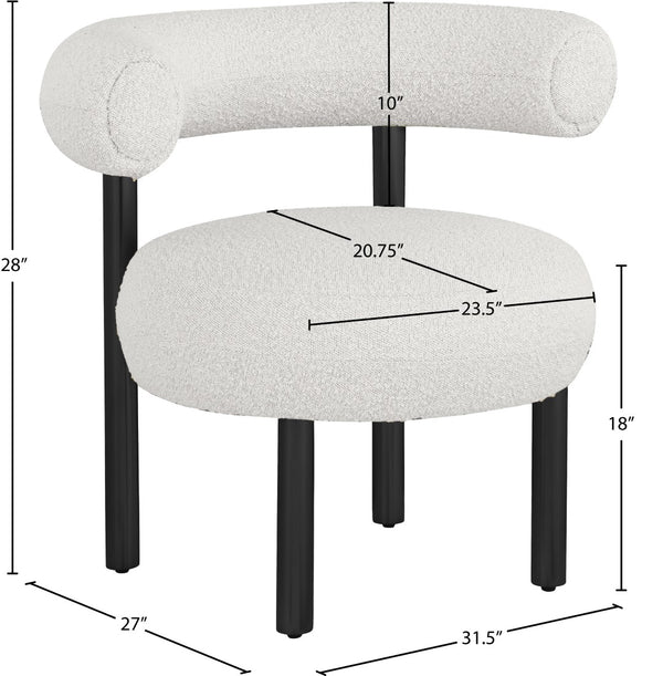 Bordeaux Boucle Fabric / Iron / Wood / Foam Contemporary Cream Boucle Fabric Accent Chair - 31.5" W x 27" D x 28" H