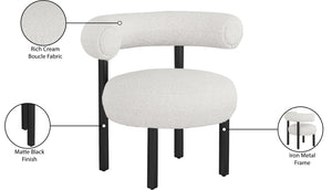 Bordeaux Boucle Fabric / Iron / Wood / Foam Contemporary Cream Boucle Fabric Accent Chair - 31.5" W x 27" D x 28" H