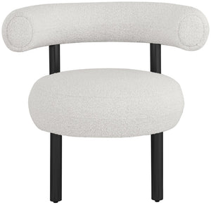 Bordeaux Boucle Fabric / Iron / Wood / Foam Contemporary Cream Boucle Fabric Accent Chair - 31.5" W x 27" D x 28" H