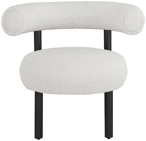 Bordeaux Boucle Fabric / Iron / Wood / Foam Contemporary Cream Boucle Fabric Accent Chair - 31.5" W x 27" D x 28" H