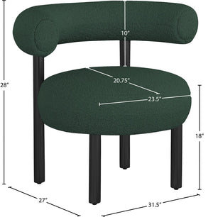 Bordeaux Boucle Fabric / Iron / Wood / Foam Contemporary Green Boucle Fabric Accent Chair - 31.5" W x 27" D x 28" H