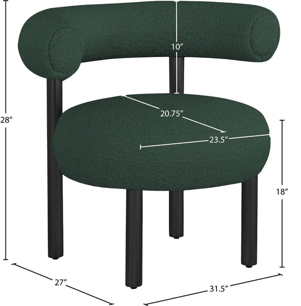 Bordeaux Boucle Fabric / Iron / Wood / Foam Contemporary Green Boucle Fabric Accent Chair - 31.5" W x 27" D x 28" H