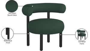 Bordeaux Boucle Fabric / Iron / Wood / Foam Contemporary Green Boucle Fabric Accent Chair - 31.5" W x 27" D x 28" H