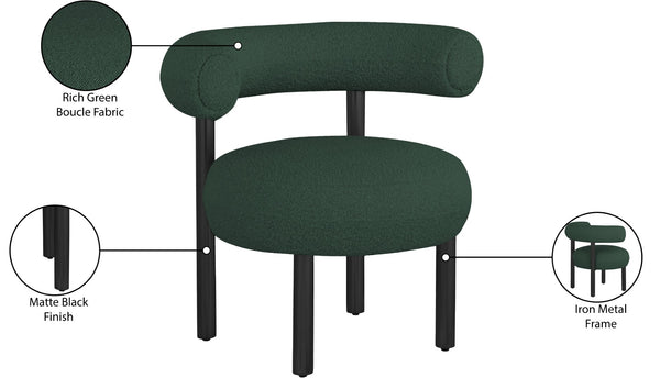 Bordeaux Boucle Fabric / Iron / Wood / Foam Contemporary Green Boucle Fabric Accent Chair - 31.5" W x 27" D x 28" H