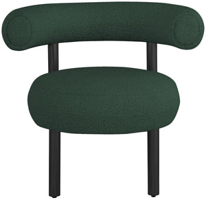 Bordeaux Boucle Fabric / Iron / Wood / Foam Contemporary Green Boucle Fabric Accent Chair - 31.5" W x 27" D x 28" H