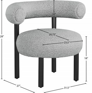 Bordeaux Boucle Fabric / Iron / Wood / Foam Contemporary Grey Boucle Fabric Accent Chair - 31.5" W x 27" D x 28" H