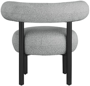 Bordeaux Boucle Fabric / Iron / Wood / Foam Contemporary Grey Boucle Fabric Accent Chair - 31.5" W x 27" D x 28" H