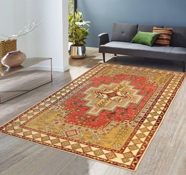 Pasargad Vintage Oushak Collection Coral Lamb's Wool Area Rug 049674-PASARGAD