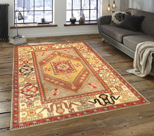 Pasargad Vintage Oushak Collection Coral Lamb's Wool Area Rug 049675-PASARGAD