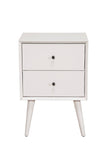 Alpine Furniture Flynn Mid Century Modern 2 Drawer Nightstand, White 966-W-02 White Mahogany Solids & Okoume Veneer 18 x 15 x 26