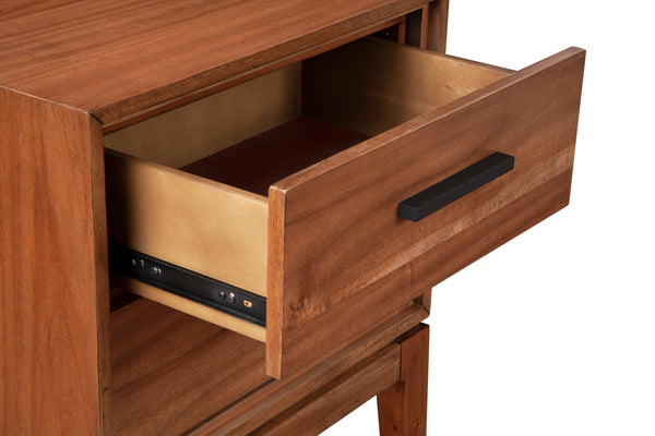 Nova Nightstand in Honey Maple - Elegant Mahogany with Felt-Lined Drawers & Bronze Hardware