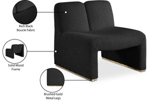 Alta Boucle Fabric / Eucalyptus Wood / Stainless Steel / Foam Contemporary Black Boucle Fabric Accent Chair - 29.5" W x 29.5" D x 29" H
