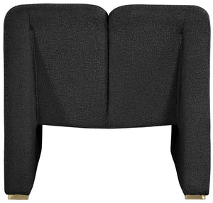 Alta Boucle Fabric / Eucalyptus Wood / Stainless Steel / Foam Contemporary Black Boucle Fabric Accent Chair - 29.5" W x 29.5" D x 29" H