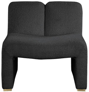 Alta Boucle Fabric / Eucalyptus Wood / Stainless Steel / Foam Contemporary Black Boucle Fabric Accent Chair - 29.5" W x 29.5" D x 29" H