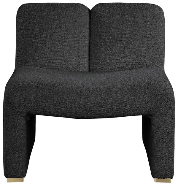 Alta Boucle Fabric / Eucalyptus Wood / Stainless Steel / Foam Contemporary Black Boucle Fabric Accent Chair - 29.5" W x 29.5" D x 29" H