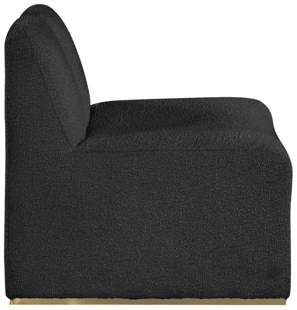 Alta Boucle Fabric / Eucalyptus Wood / Stainless Steel / Foam Contemporary Black Boucle Fabric Accent Chair - 29.5" W x 29.5" D x 29" H