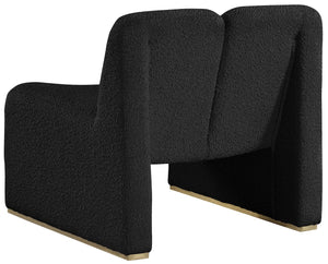 Alta Boucle Fabric / Eucalyptus Wood / Stainless Steel / Foam Contemporary Black Boucle Fabric Accent Chair - 29.5" W x 29.5" D x 29" H