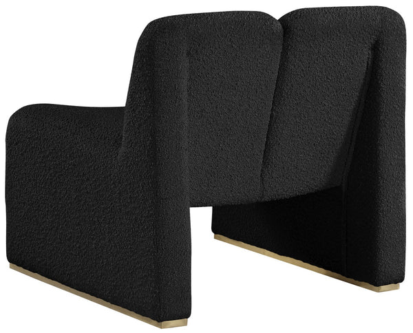 Alta Boucle Fabric / Eucalyptus Wood / Stainless Steel / Foam Contemporary Black Boucle Fabric Accent Chair - 29.5" W x 29.5" D x 29" H