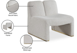 Alta Boucle Fabric / Eucalyptus Wood / Stainless Steel / Foam Contemporary Cream Boucle Fabric Accent Chair - 29.5" W x 29.5" D x 29" H