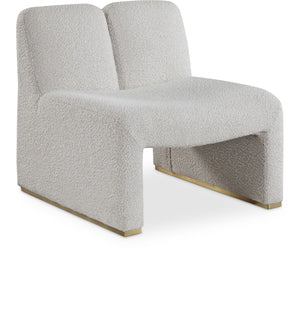 Alta Boucle Fabric / Eucalyptus Wood / Stainless Steel / Foam Contemporary Cream Boucle Fabric Accent Chair - 29.5" W x 29.5" D x 29" H