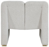 Alta Boucle Fabric / Eucalyptus Wood / Stainless Steel / Foam Contemporary Cream Boucle Fabric Accent Chair - 29.5" W x 29.5" D x 29" H