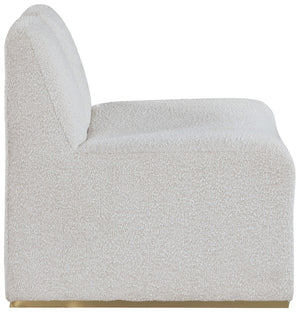 Alta Boucle Fabric / Eucalyptus Wood / Stainless Steel / Foam Contemporary Cream Boucle Fabric Accent Chair - 29.5" W x 29.5" D x 29" H