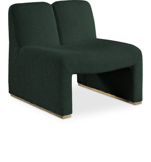 Alta Boucle Fabric / Eucalyptus Wood / Stainless Steel / Foam Contemporary Green Boucle Fabric Accent Chair - 29.5" W x 29.5" D x 29" H