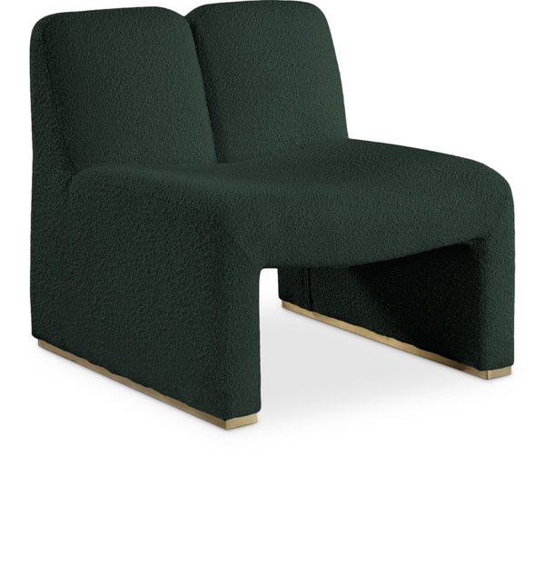 Alta Boucle Fabric / Eucalyptus Wood / Stainless Steel / Foam Contemporary Green Boucle Fabric Accent Chair - 29.5" W x 29.5" D x 29" H