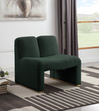 Alta Boucle Fabric / Eucalyptus Wood / Stainless Steel / Foam Contemporary Green Boucle Fabric Accent Chair - 29.5" W x 29.5" D x 29" H
