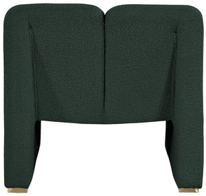 Alta Boucle Fabric / Eucalyptus Wood / Stainless Steel / Foam Contemporary Green Boucle Fabric Accent Chair - 29.5" W x 29.5" D x 29" H