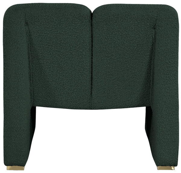 Alta Boucle Fabric / Eucalyptus Wood / Stainless Steel / Foam Contemporary Green Boucle Fabric Accent Chair - 29.5" W x 29.5" D x 29" H